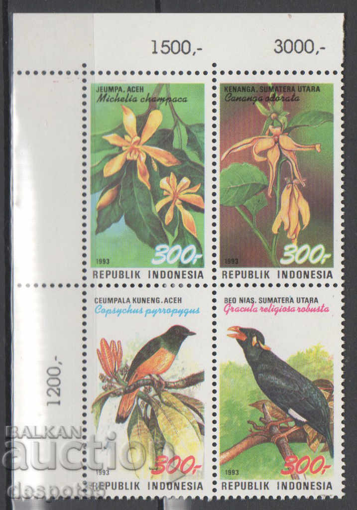 1993. Indonesia. Flora and fauna. Block.