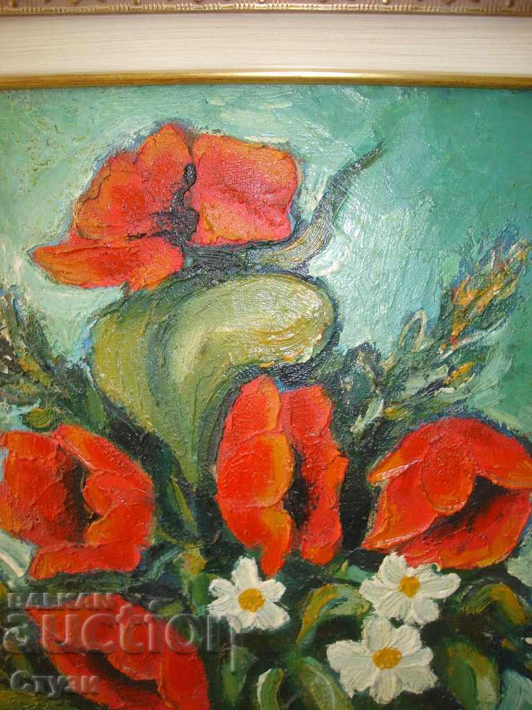 Auction Old painting by I.Vasilev, "Vase with tulips", oil, 41x31 cm Auction Old painting by I.Vasilev, "Vase with tulips", oil, 41x31 cm