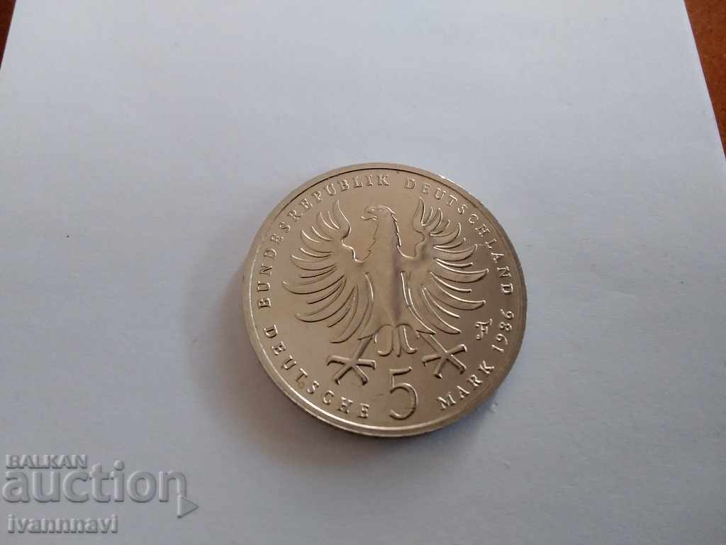 Delivery of 5 stamps 1986 Germany F commemorative for collection Delivery of 5 stamps 1986 Germany F commemorative for collection