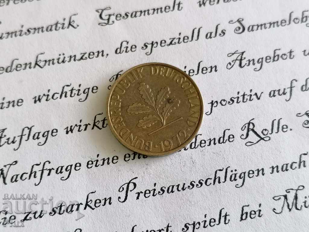 Coin - Germany - 10 pfennigs 1972; J series with price 0.65 BGN | € 0.33