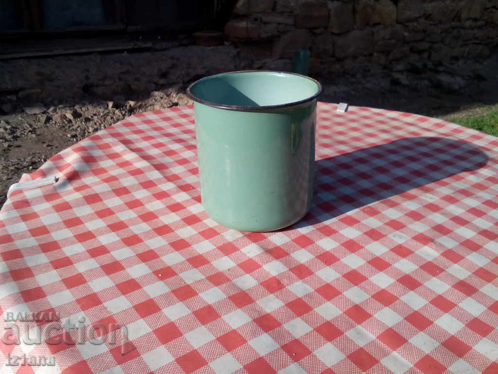 Old enamelled cup, cup with price 12.00 BGN | € 6.14