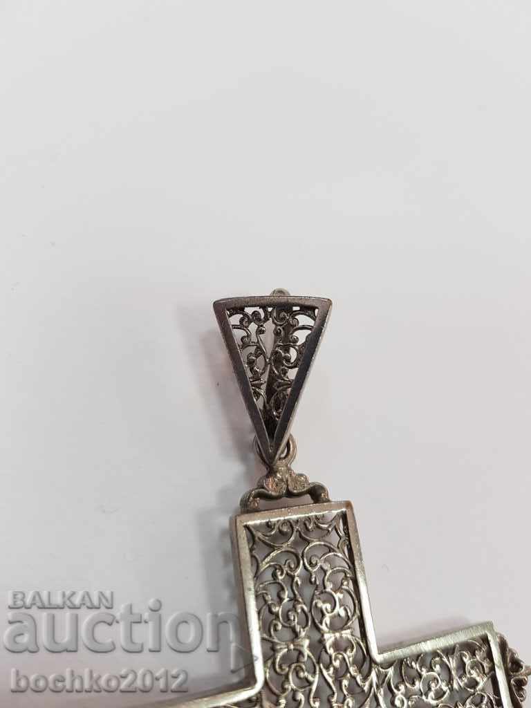 Beautiful openwork old cross with silver nickel plating with price 45.00 BGN | € 23.01 Beautiful openwork old cross with silver nickel plating with price 45.00 BGN | € 23.01