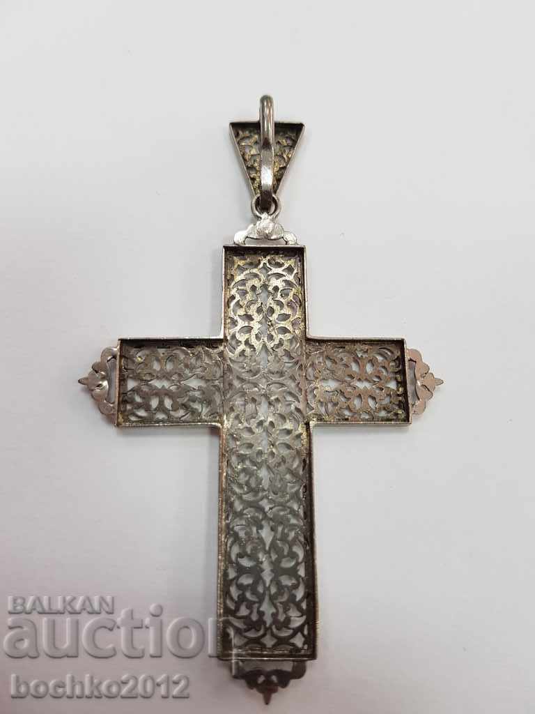 Auction Beautiful openwork old cross with silver nickel plating Auction Beautiful openwork old cross with silver nickel plating