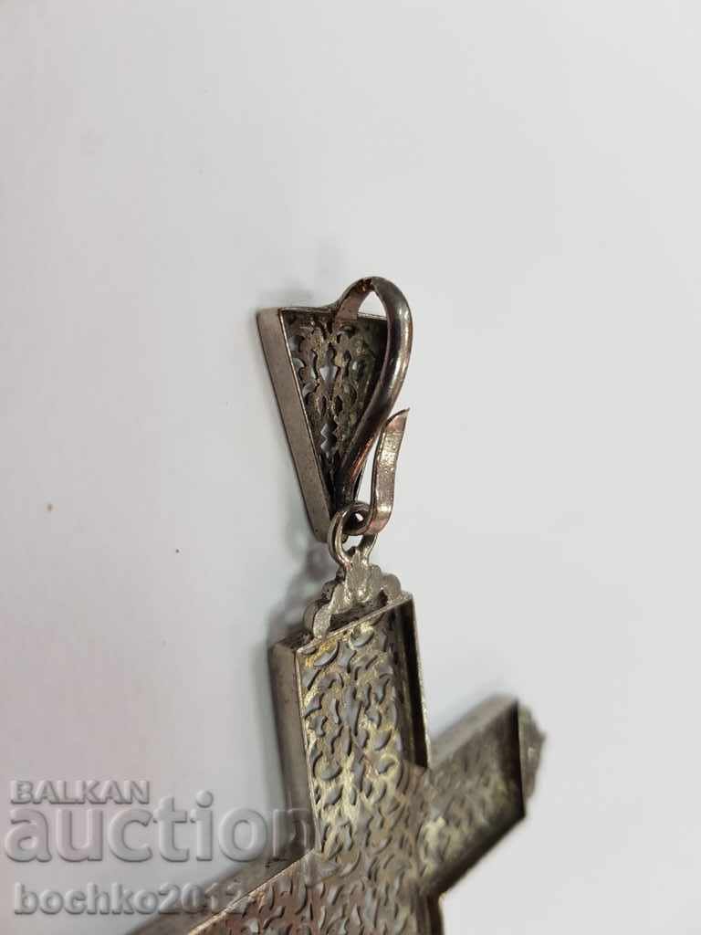 Delivery of Beautiful openwork old cross with silver nickel plating Delivery of Beautiful openwork old cross with silver nickel plating