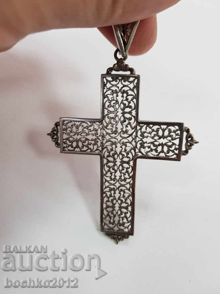 Beautiful openwork old cross with silver nickel plating - 5 Beautiful openwork old cross with silver nickel plating - 5