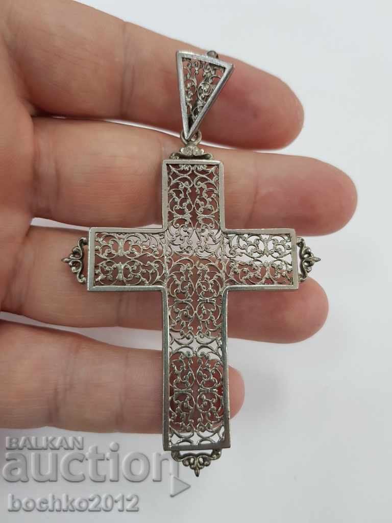 Beautiful openwork old cross with silver nickel plating - 6 Beautiful openwork old cross with silver nickel plating - 6