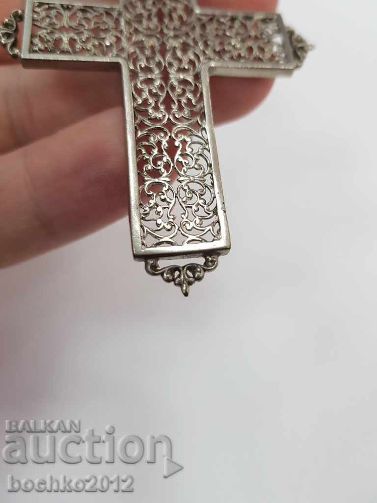 Beautiful openwork old cross with silver nickel plating - 7 Beautiful openwork old cross with silver nickel plating - 7