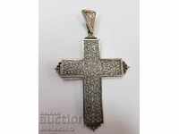 Beautiful openwork old cross with silver nickel plating