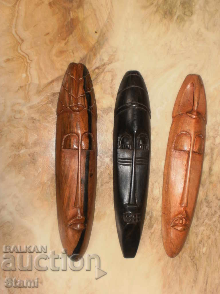 Set of three ebony masks - Hausa, Ibo, Yoruba, Nigeria with price 185.00 BGN | € 94.59 Set of three ebony masks - Hausa, Ibo, Yoruba, Nigeria with price 185.00 BGN | € 94.59