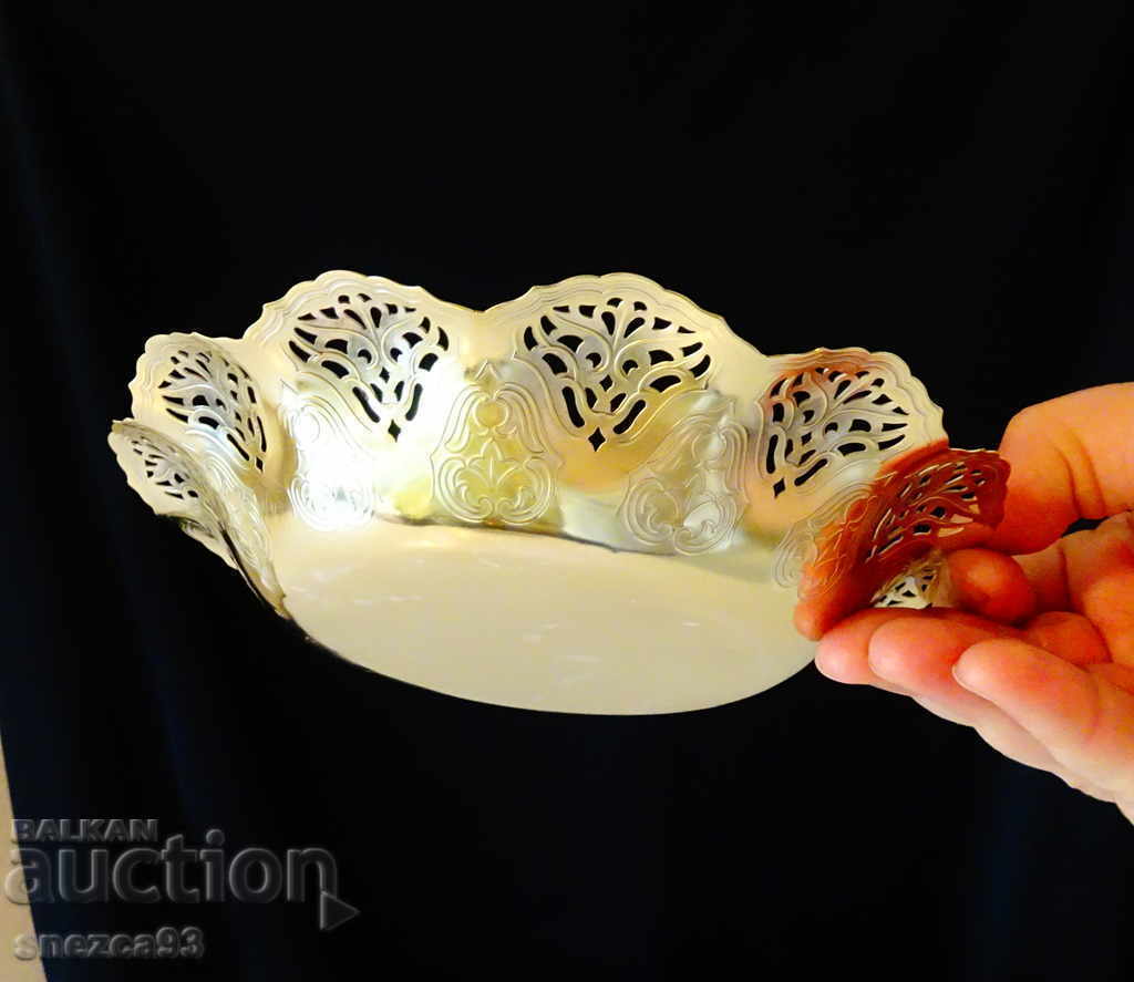 Auction  Antique brass fruit bowl, marked