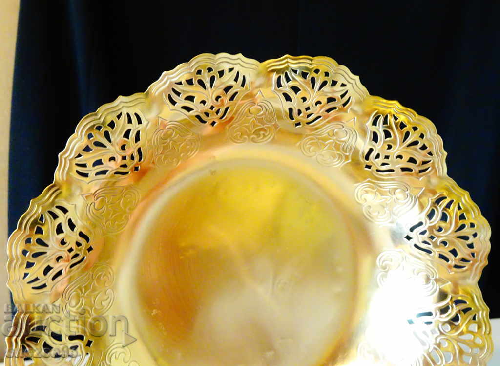 Antique brass fruit bowl, marked - 5