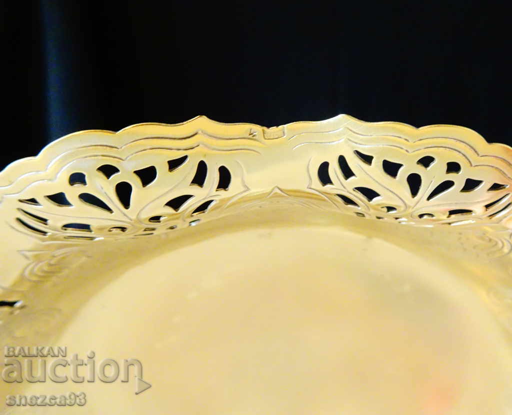 Antique brass fruit bowl, marked - 6