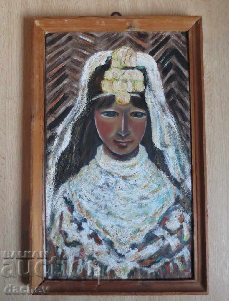 Old painting Bulgarian folklore Bride wears pendari pafti with price € 55.00 | 107.57 BGN