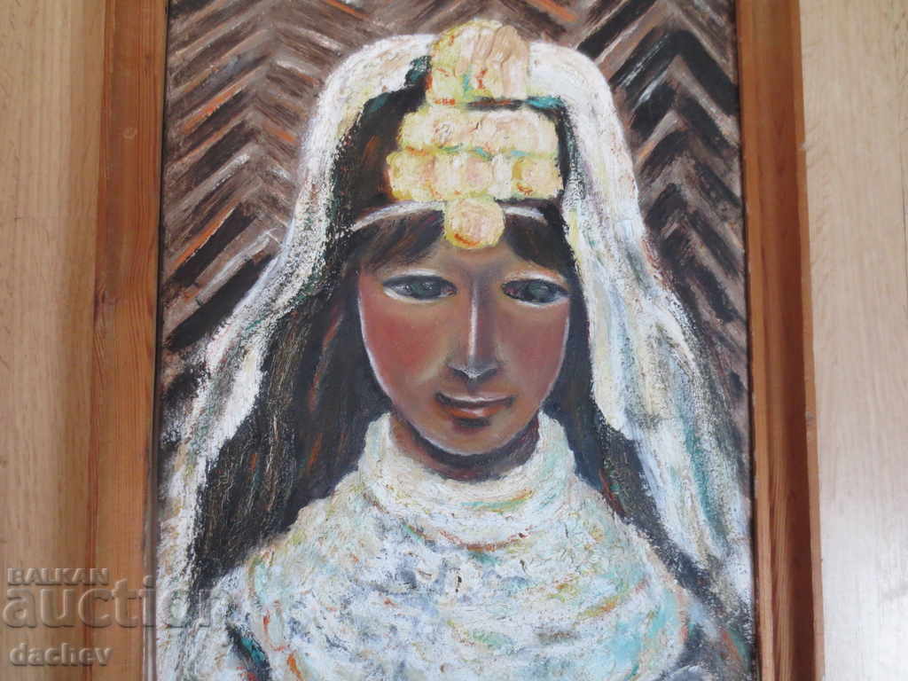 Delivery of Old painting Bulgarian folklore Bride wears pendari pafti