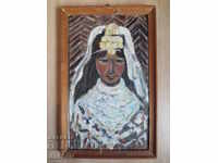Old painting Bulgarian folklore Bride wears pendari pafti