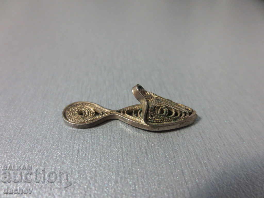 Auction  Revival silver filigree slipper costume jewelry