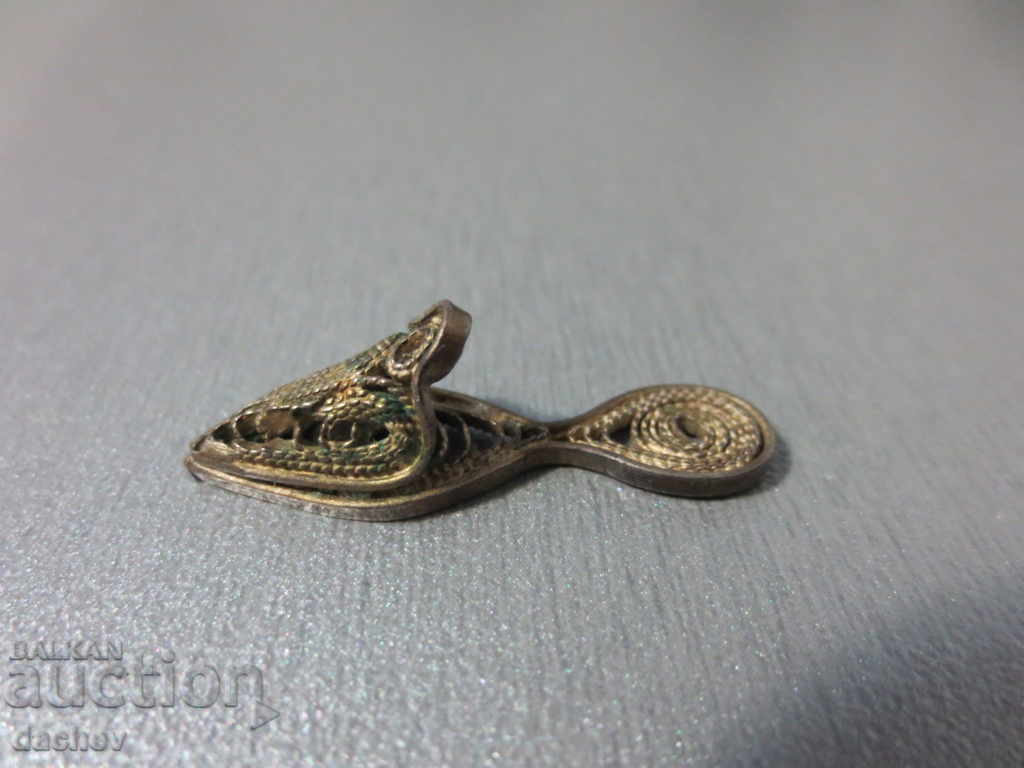 Revival silver filigree slipper costume jewelry - 5