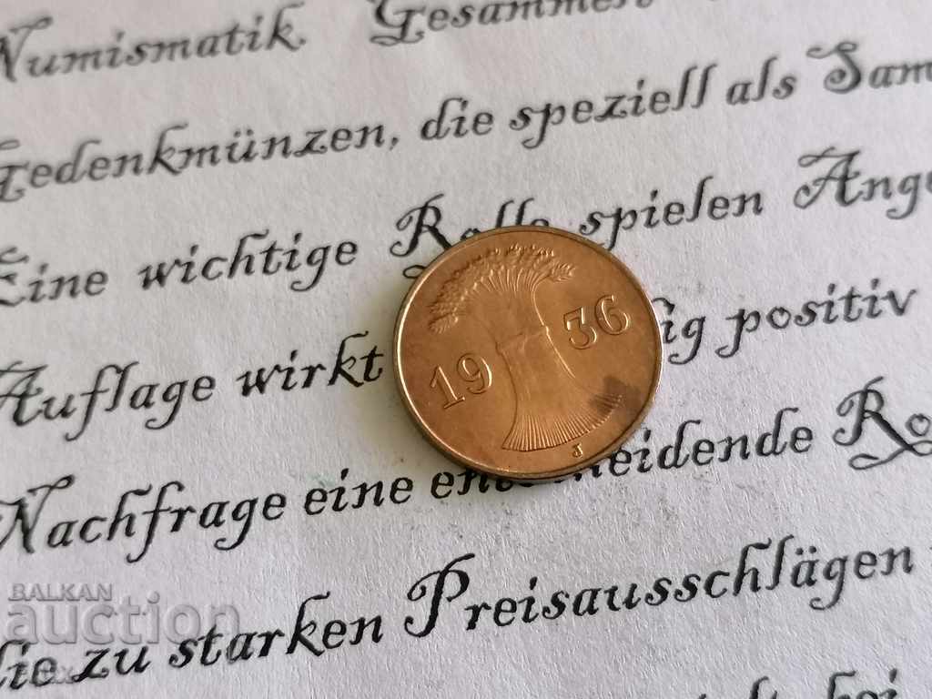 Reich coin - Germany - 1 pfennig 1936; J series with price 4.75 BGN | € 2.43 Reich coin - Germany - 1 pfennig 1936; J series with price 4.75 BGN | € 2.43