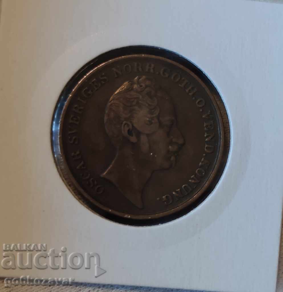 Sweden 1 skilling 1855 RRR, VERY RARE!!! - 6 Sweden 1 skilling 1855 RRR, VERY RARE!!! - 6