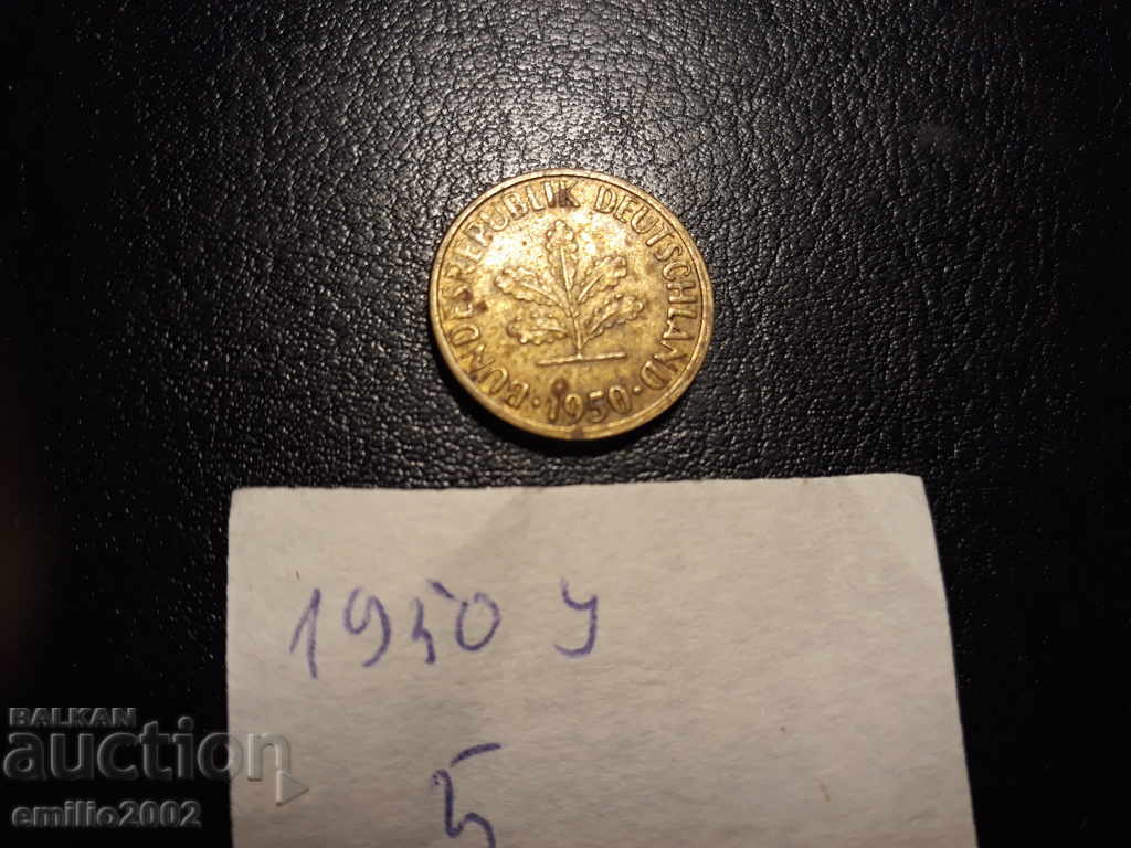 5 Pfening BDR J 1950 with price 0.49 BGN | € 0.25 5 Pfening BDR J 1950 with price 0.49 BGN | € 0.25