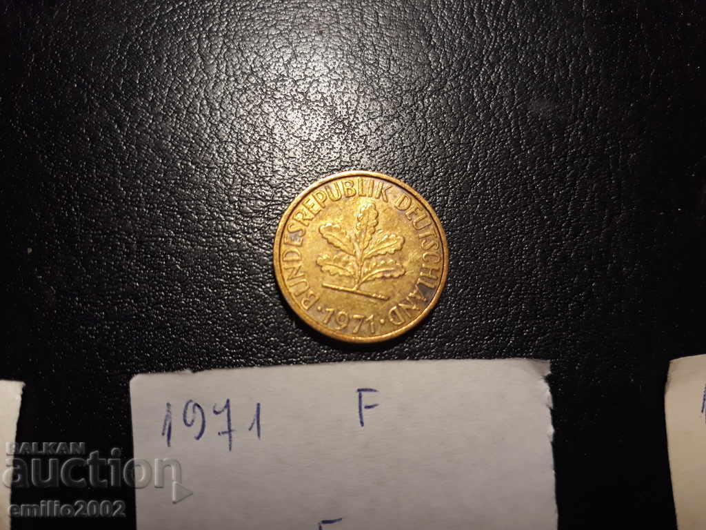 5 Pfening BDR F 1971 with price 0.49 BGN | € 0.25 5 Pfening BDR F 1971 with price 0.49 BGN | € 0.25