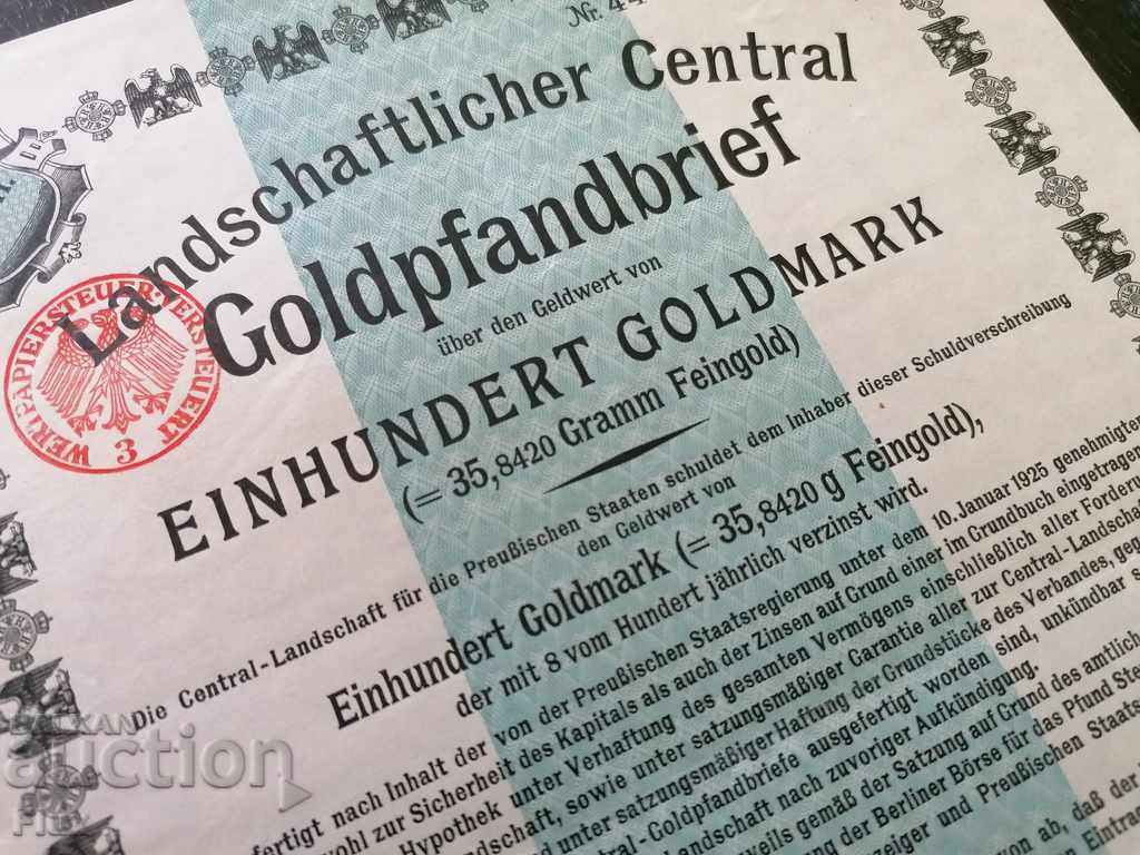 Ράιχ δεσμός 8% στα 100 χρυσά σημάδια 1925