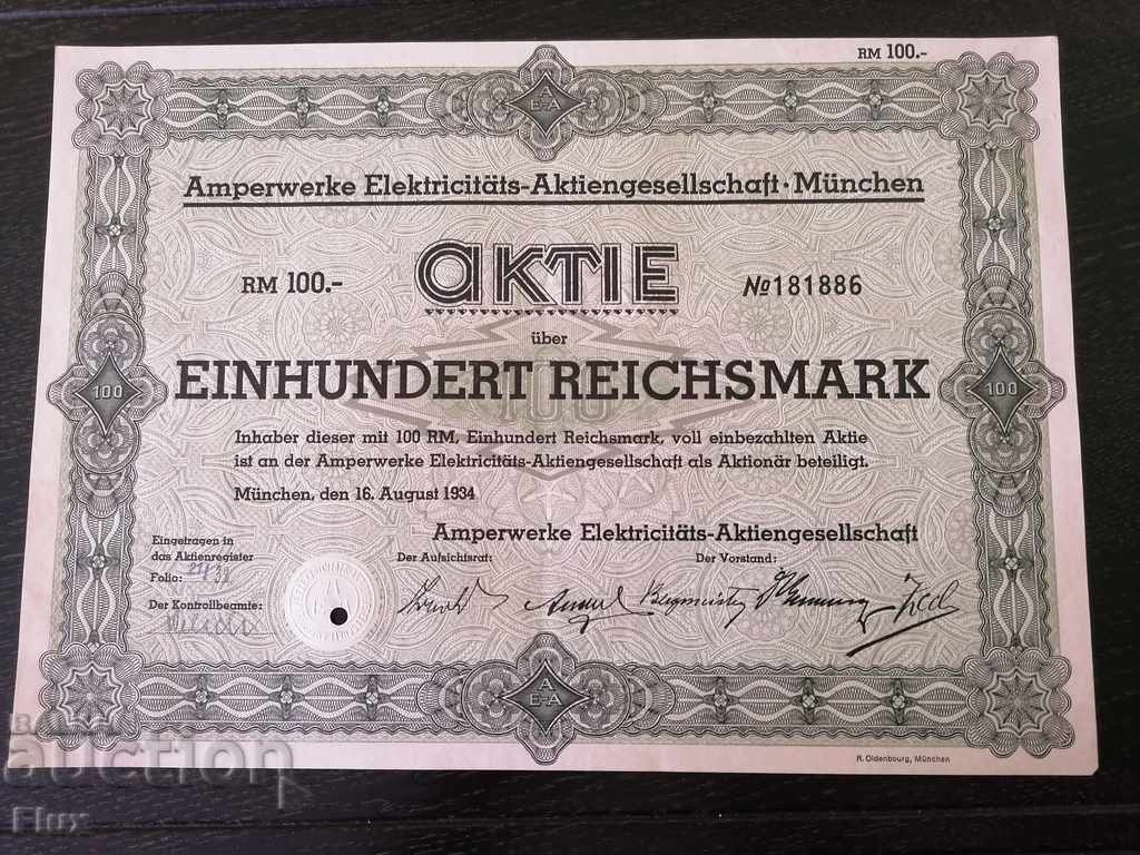 Auction Action 100 reich marks | Electricity Amps | 1934 Auction Action 100 reich marks | Electricity Amps | 1934