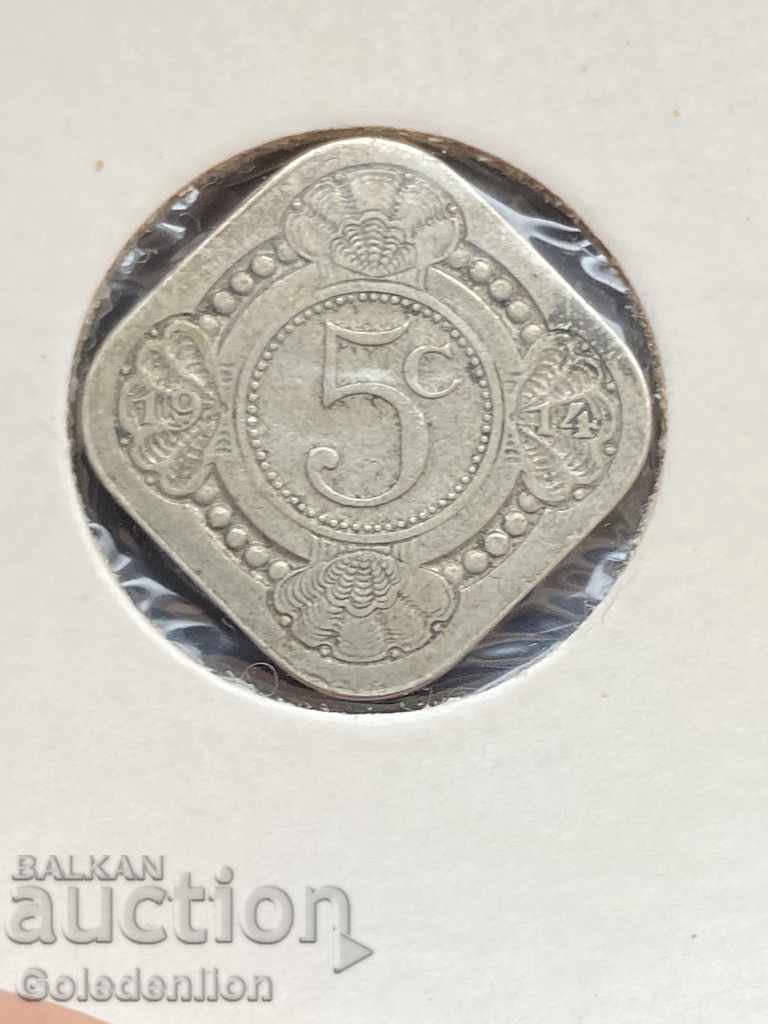 Холандия- 5 цента 1914