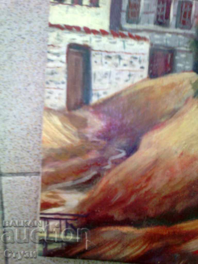 Auction  Painting by Kl. Zaharieva "City landscape", oil, 40.5 x 20.5 cm