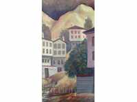 Кл.Захариева"Градски пейзаж",масло,40.5х20.5 см-Разпродажба