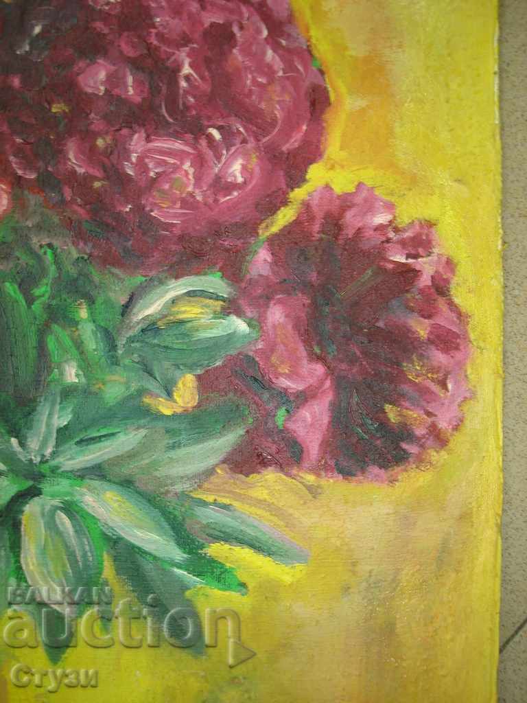 Livrarea Tablou vechi, "Bujori", ulei, 55x46 cm - Lichidare de stoc Livrarea Tablou vechi, "Bujori", ulei, 55x46 cm - Lichidare de stoc