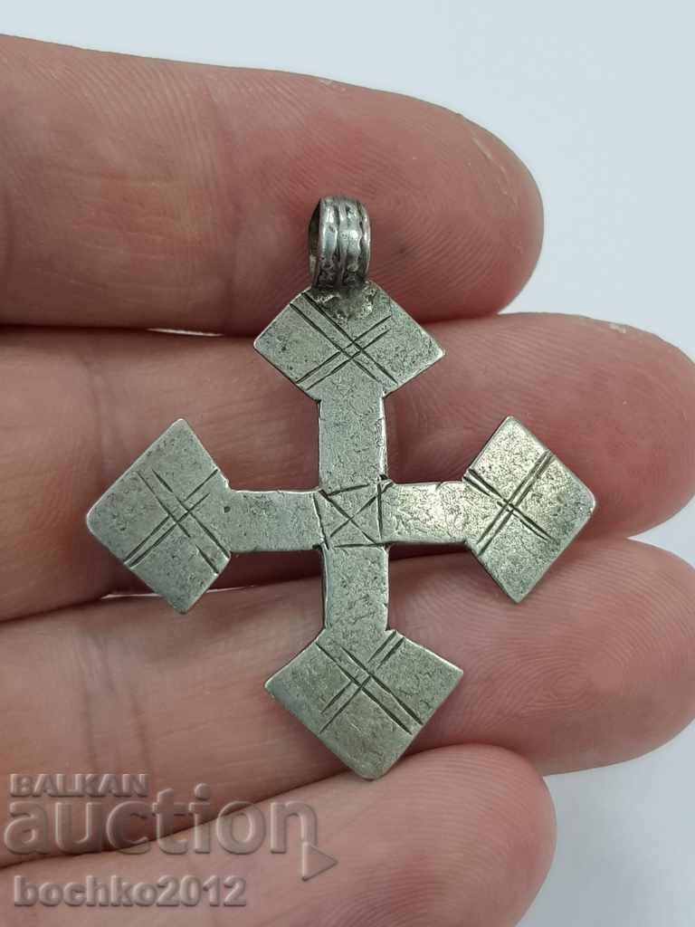 Livrarea Cruce rusă europeană din argint veche de colecție din secolul al XIX-lea Livrarea Cruce rusă europeană din argint veche de colecție din secolul al XIX-lea