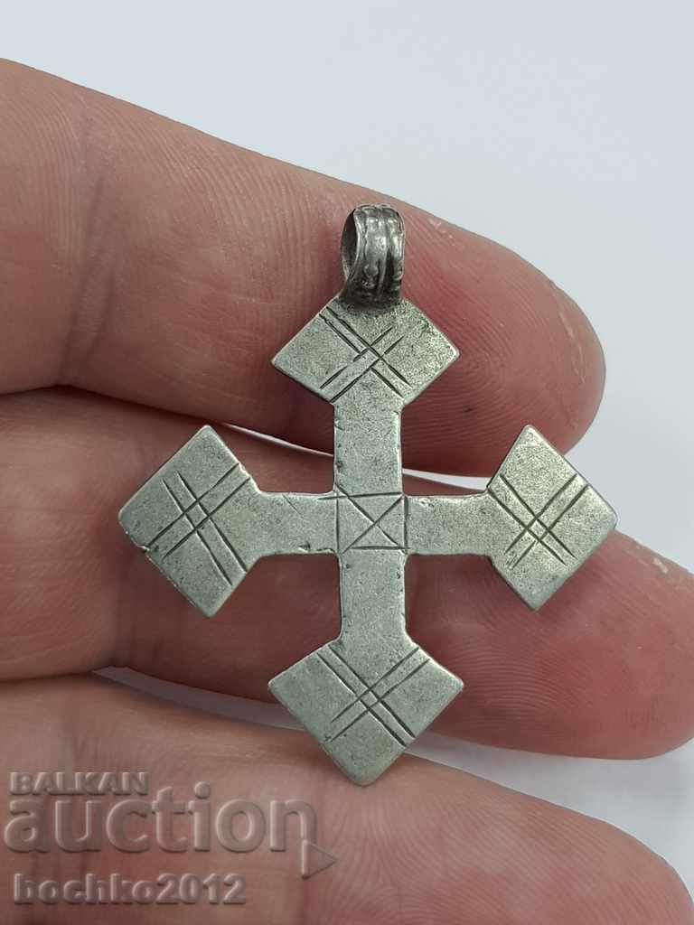 Collectible old silver European Russian cross 19th century