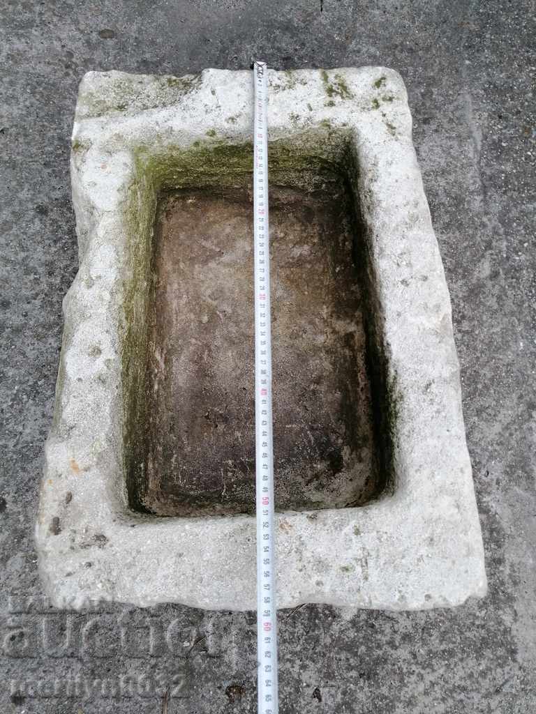 Ancient stone trough, set with dimensions 59/40/24 cm