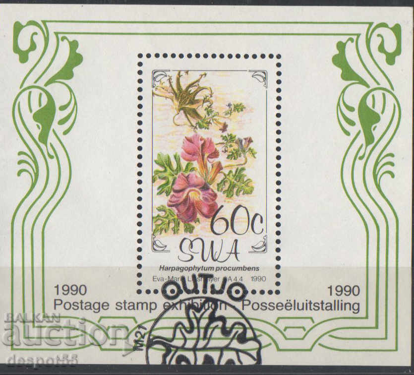 1990. Southwest Africa. Flowers - fluorescent paper. Block.