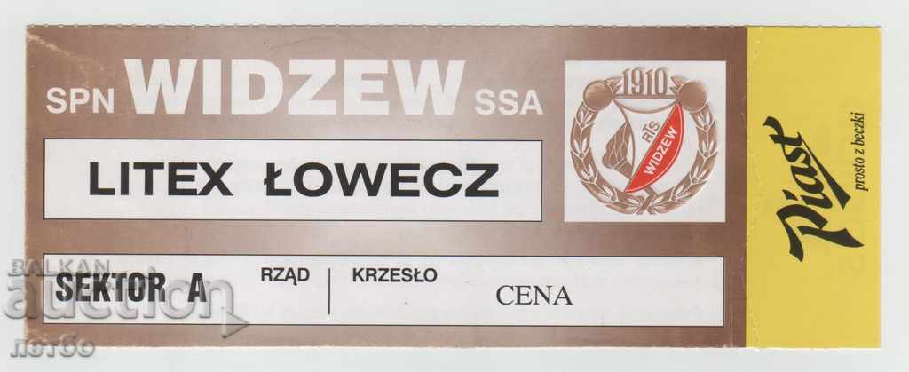 Εισιτήριο ποδοσφαίρου Widzew Poland-Litex