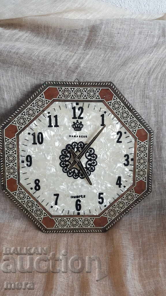 Wall clock with mother of pearl and marquetry with price 130.00 BGN | € 66.47 Wall clock with mother of pearl and marquetry with price 130.00 BGN | € 66.47