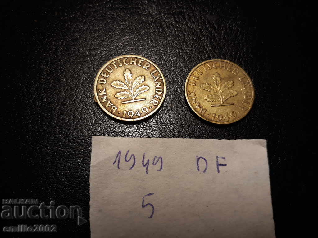 5 Pfening BDR DF 1949 with price 0.79 BGN | € 0.40 5 Pfening BDR DF 1949 with price 0.79 BGN | € 0.40