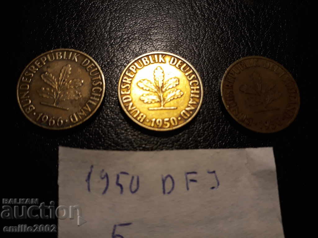 5 Pfening BDR DFJ 1950 with price 1.49 BGN | € 0.76