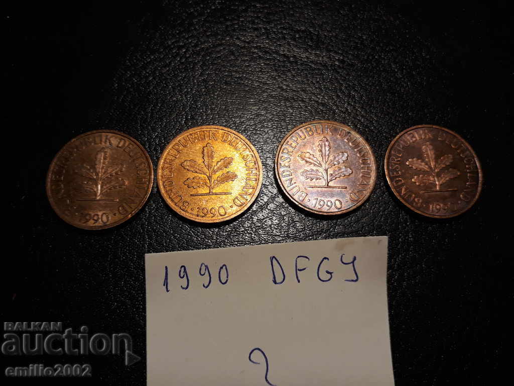 2 Pfening BDR DFGJ 1990 with price 1.99 BGN | € 1.02