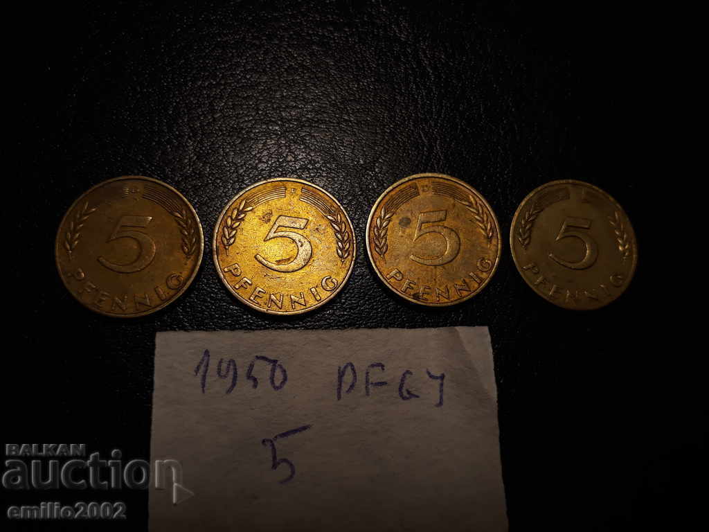 5 Pfennig BDR DFGJ 1950 5 Pfennig BDR DFGJ 1950