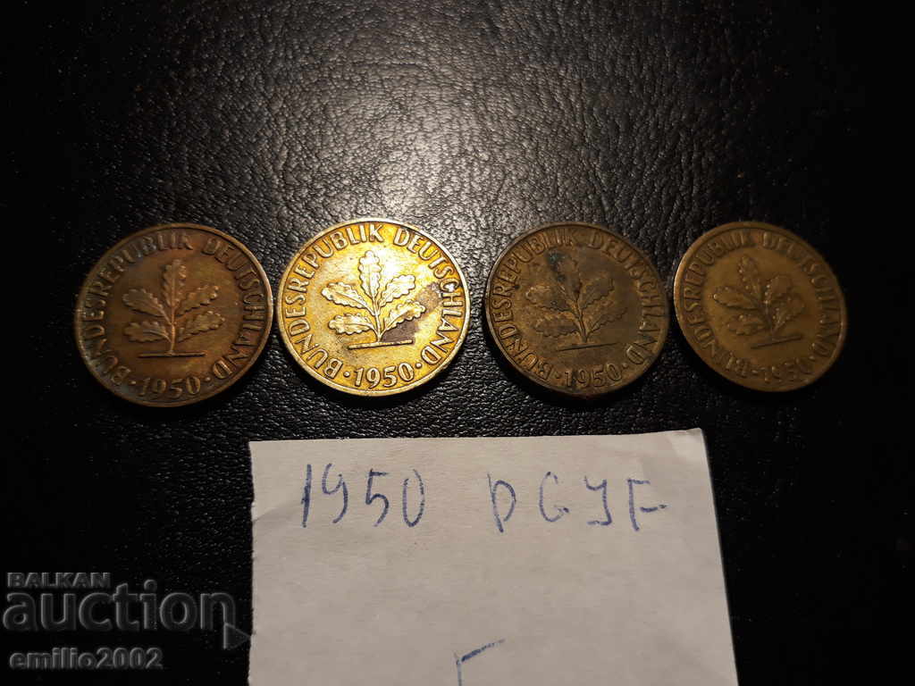 5 Pfennig BDR DFGJ 1950 cu preț € 1.99 | 3.89 BGN