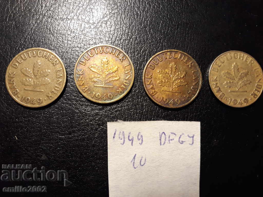 10 Pfening BDR DFGJ 1949 with price 1.99 BGN | € 1.02