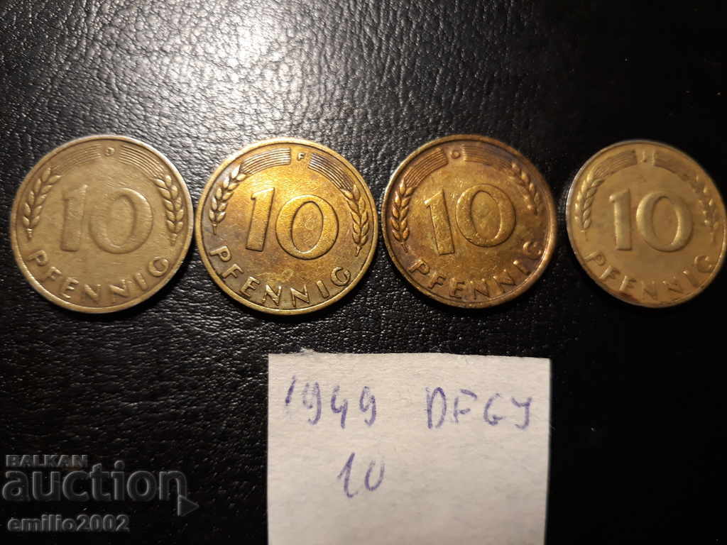 10 Pfennig BDR DFGJ 1949