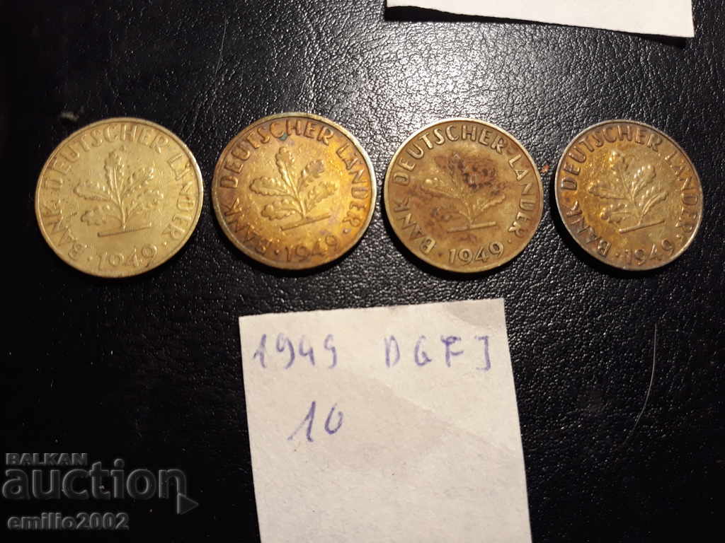 10 Pfening BDR DFGJ 1949 with price 1.99 BGN | € 1.02