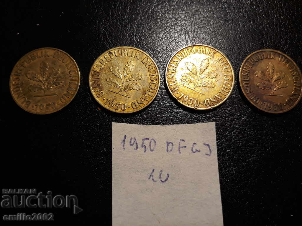 10 Pfening BDR DFGJ 1950 with price 1.99 BGN | € 1.02 10 Pfening BDR DFGJ 1950 with price 1.99 BGN | € 1.02