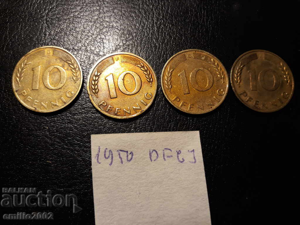 10  Pfening BDR  DFGJ 1950г