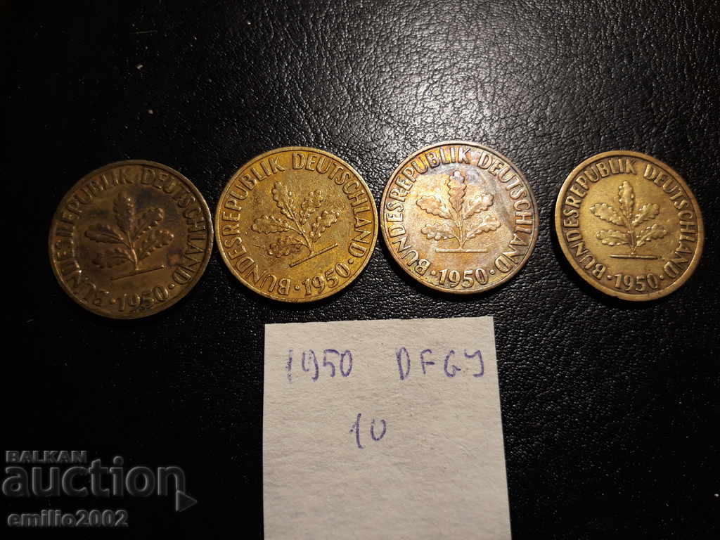 10 Pfennig BDR DFGJ 1950g με τιμή € 1.02 | 1.99 BGN