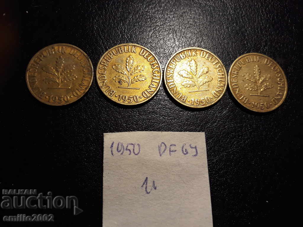 10 Pfening BDR DFGJ 1950 with price 1.99 BGN | € 1.02