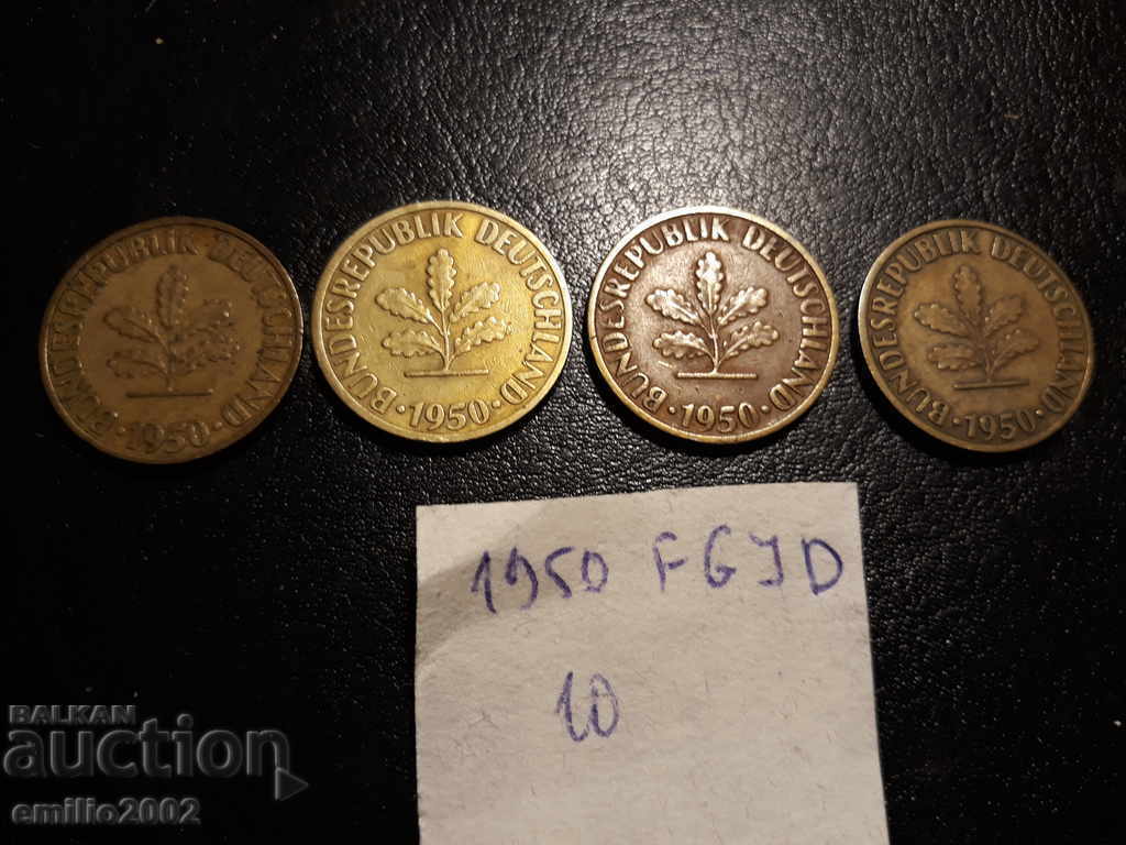 10 Pfening BDR DFGJ 1950г с цена € 1.02 | 1.99 лв. 10 Pfening BDR DFGJ 1950г с цена € 1.02 | 1.99 лв.